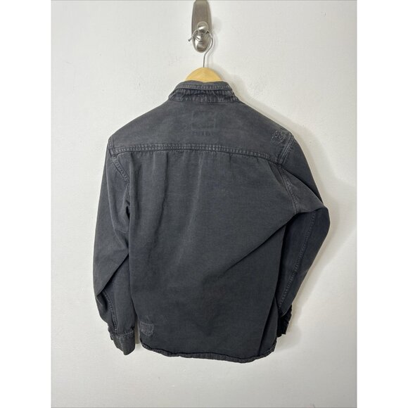 SuperDry Commodity Edition 40Cm Large Black Denim Distressed Button Shirt - Picture 5 of 10